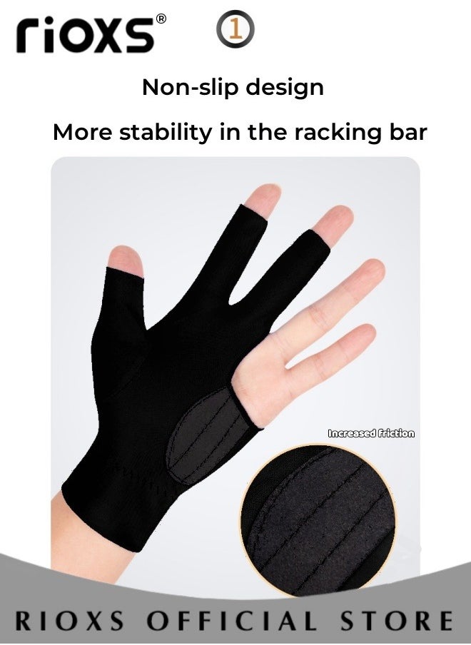 RIOXS 6 Pcs Highly Elastic 3 Fingers Billiard Gloves for Men and Women Non-slip Pool Glove Snooker Cue Sport Wear on the Left Hand  - Image 2