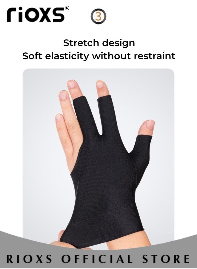 RIOXS 6 Pcs Highly Elastic 3 Fingers Billiard Gloves for Men and Women Non-slip Pool Glove Snooker Cue Sport Wear on the Left Hand  - Image 4