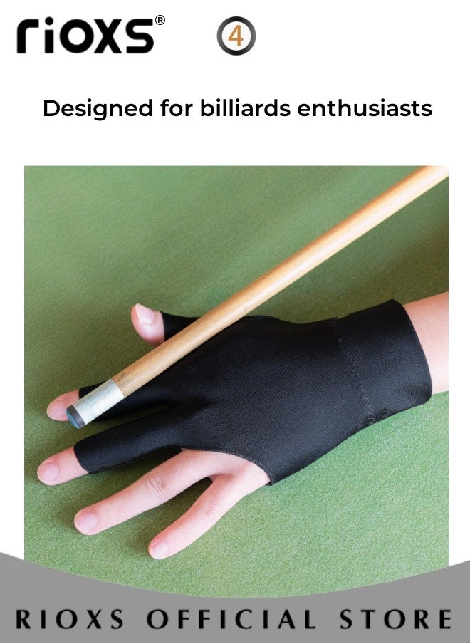 RIOXS 6 Pcs Highly Elastic 3 Fingers Billiard Gloves for Men and Women Non-slip Pool Glove Snooker Cue Sport Wear on the Left Hand  - Image 5
