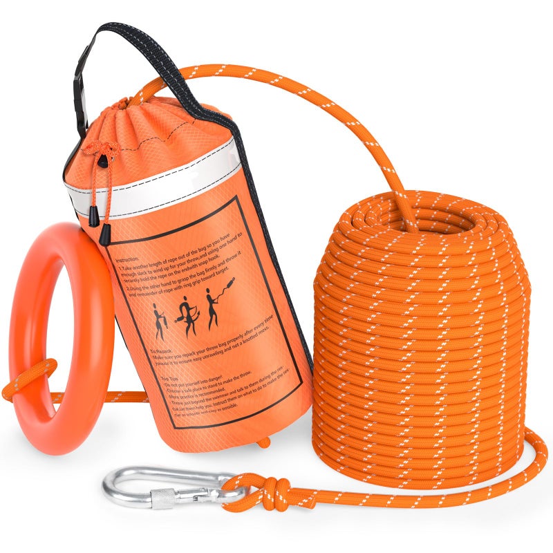 AnKun Water Rescue Throw Bag with 98FT Length of Rope in 310In Tensile Strength Rated to 2000lbs Emergency Rescue Rope for Kayaking Boating Fishing Rafting High Visibility Safety Equipment