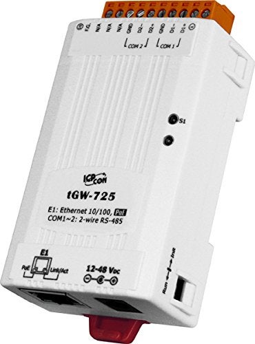 ICP Das بوابة ICP DAS USA ICP-tGW-725 مدمجة من Modbus TCP إلى Modbus RTU/ASCII مع PoE و 2 منفذ RS-485 - Image 1