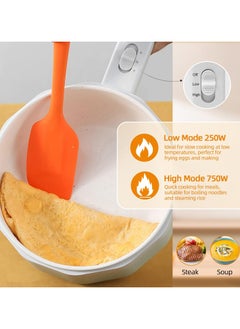 XVersion Electric Hot Pot with Steamer Pot, 1.5L Electric Cooker Food Steamer, Electric Pot Fry Pan, Non Stick Pan Steak,Egg,Pasta, Electric pan for Fried Rice, Soup Hotpot, (White, 1.5L)  - Image 5
