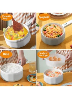 XVersion Electric Hot Pot with Steamer Pot, 1.5L Electric Cooker Food Steamer, Electric Pot Fry Pan, Non Stick Pan Steak,Egg,Pasta, Electric pan for Fried Rice, Soup Hotpot, (White, 1.5L)  - Image 4