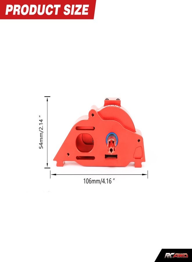RCAWD Brushed Aluminum Alloy Center Gearbox + 57T Metal Center Gearbox Assembly for 1/10 Arrma Big Rock Granite Typhon Outcast Kraton Arrma 3s 4s Blx&Mega550(Red) - Image 2