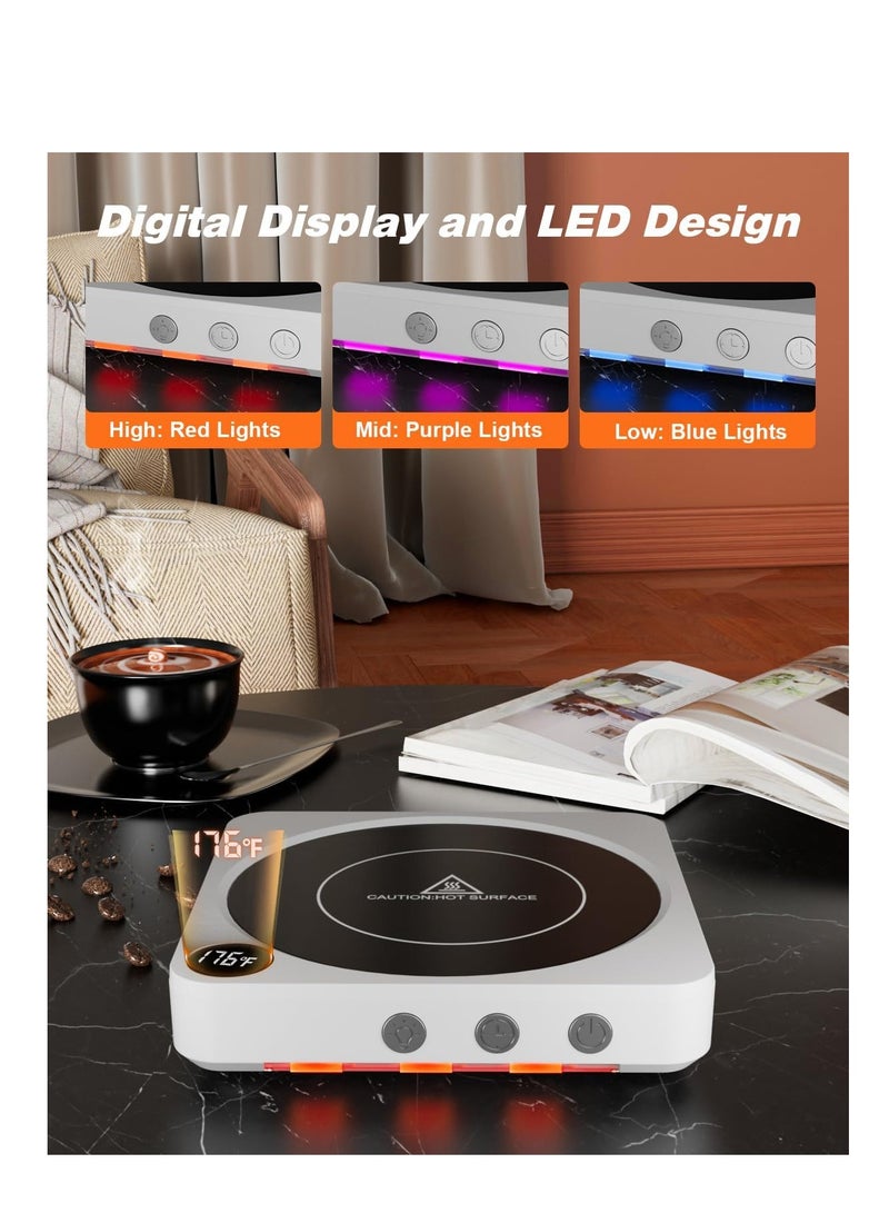 SYOSI Coffee Mug Warmer Cup Warmer Mug Warmer for Desk with 3-Temp Settings 3 Color Night Light Design Timing Function Auto Shut Off Coffee Warmer for Office Home Coffee Gift Tea Water - Image 3