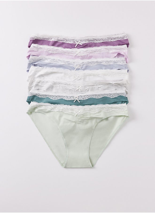 women'secret Pack Of 7 Classic Cotton Panties With Gathers And Lace  - Image 5