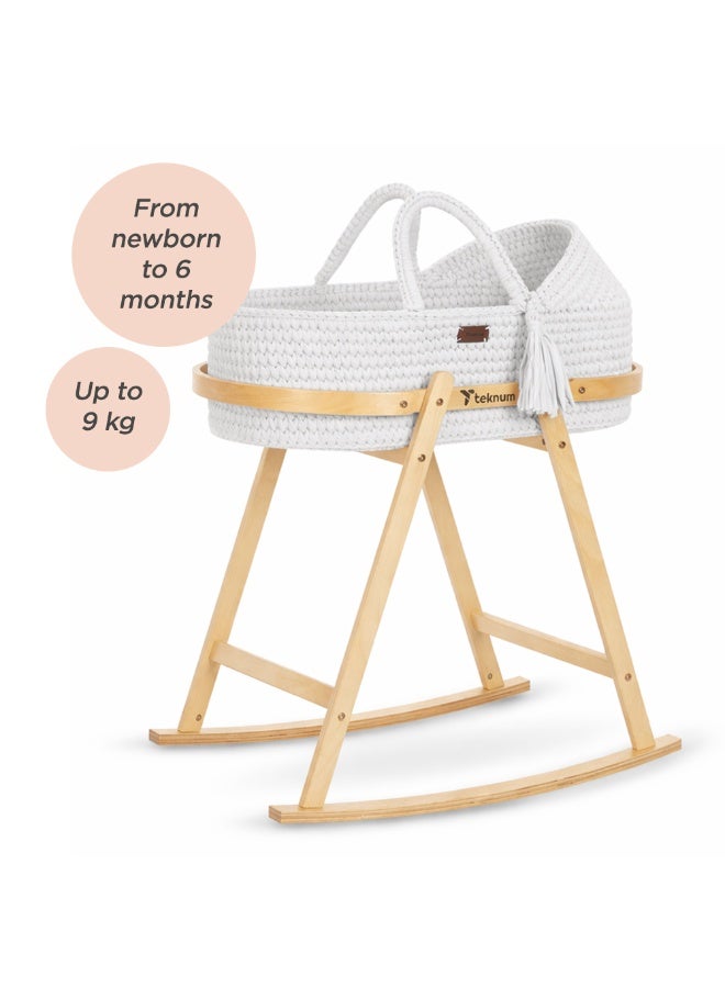 TEKNUM Moses Rope Basket with Stand - White - Image 2