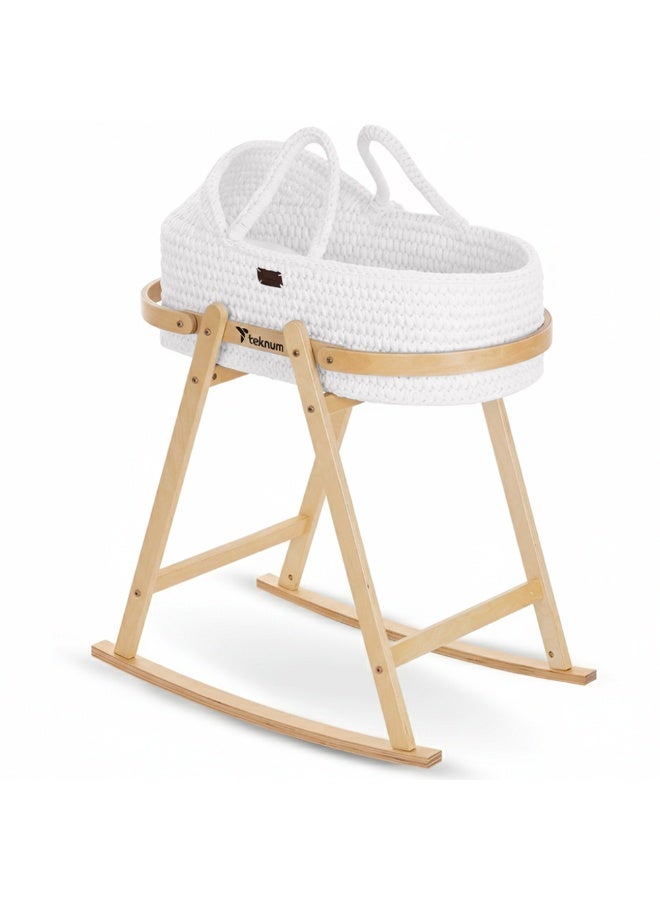 TEKNUM Moses Rope Basket with Stand - White - Image 4