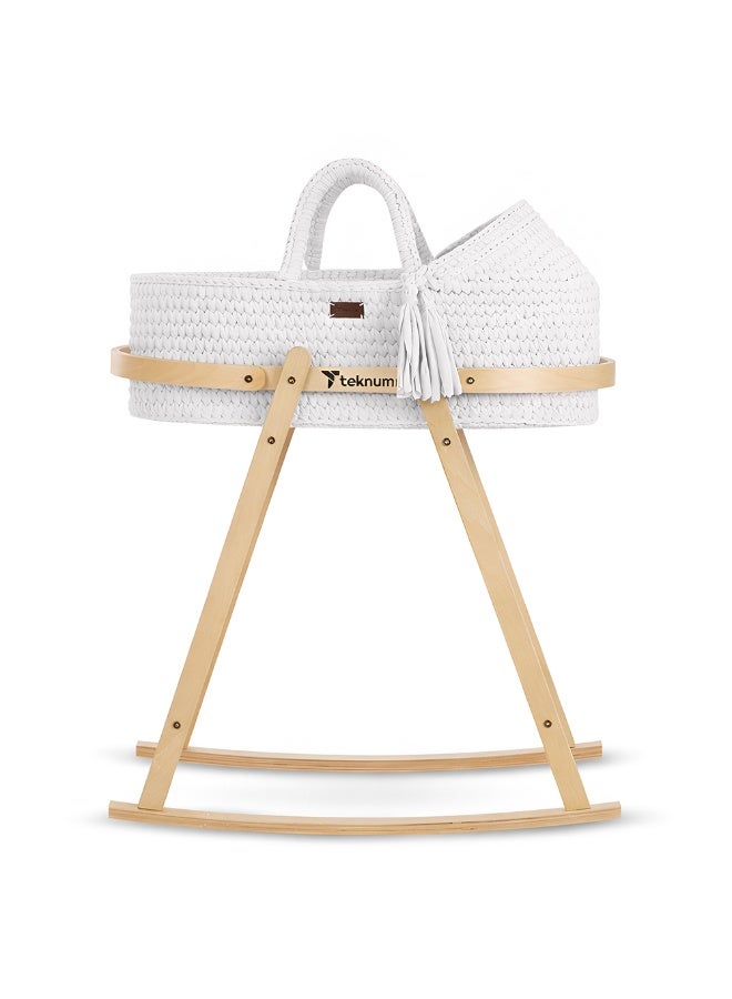 TEKNUM Moses Rope Basket with Stand - White - Image 1