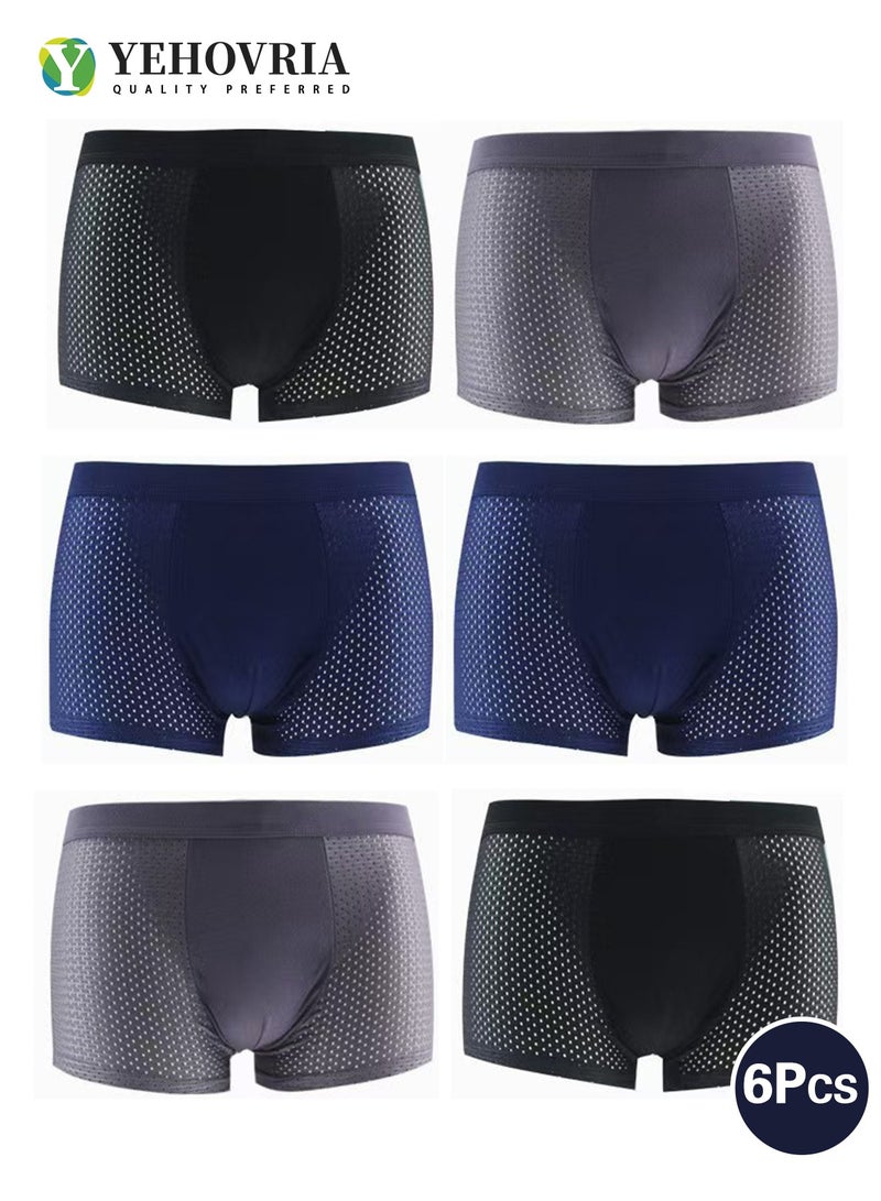 YEHOVRIA Men's Underwear Boxer Briefs Pack,Moisture-Wicking Men's Mesh Underwear,Temp Cooling with Odor Control 6 Pack - Image 1