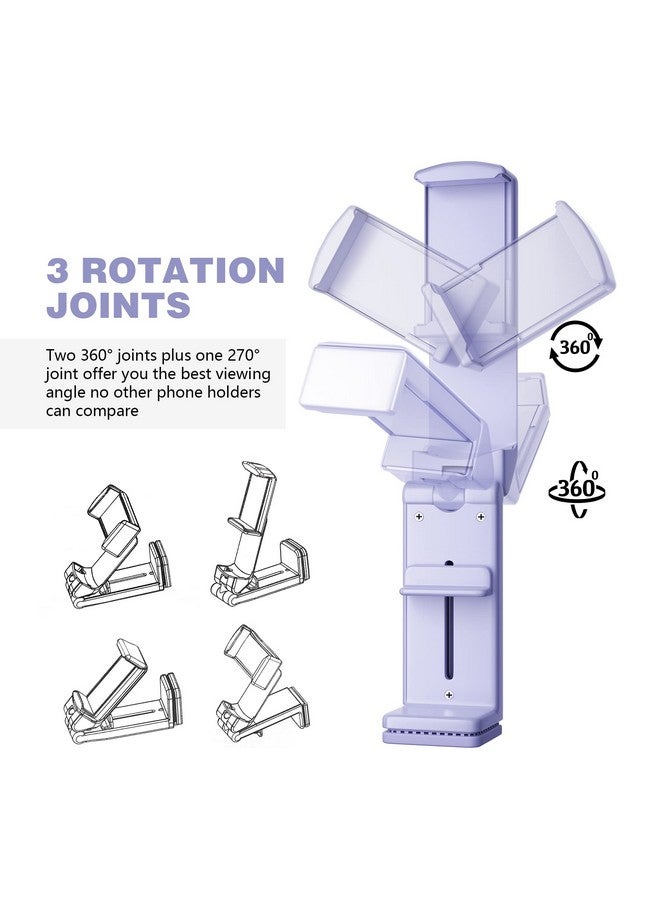 Perilogics Airplane Phone Holder Mount Universal in Flight Hands Free Viewing with Multi-Directional Dual 360 Degree Rotation (Lavender) - Image 4