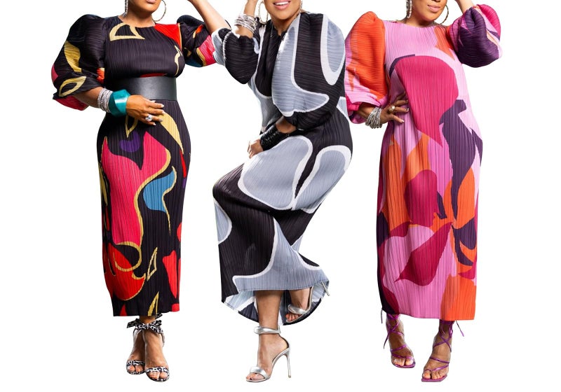 Yootiko Women Colorful African Dress Floral Puff Long Sleeve Wedding Guest Party Pleated Maxi Dress - Image 4