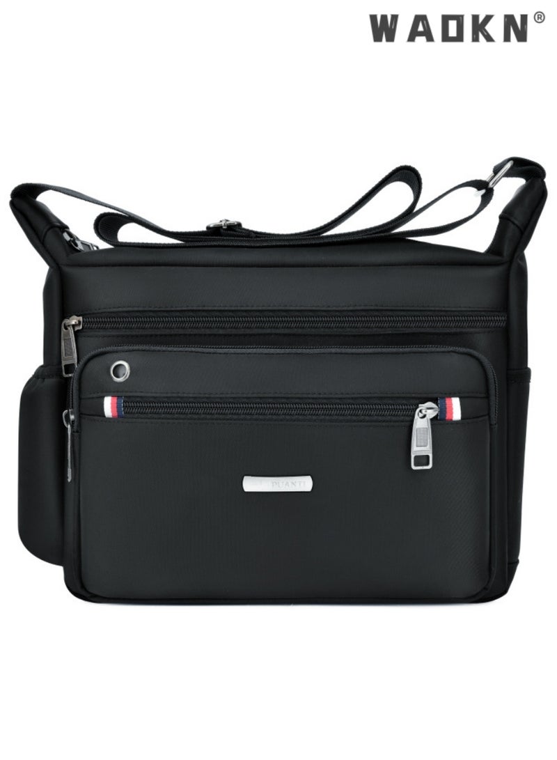 WAOKN Messenger Bag for Men,Shoulder Bag for All-Purpose Use Travel Bag Sling Bag Crossbody Bags,Hand Luggage,Leisure,Work,Office,Nylon Messenger Bag for Work Business Office School Bags Purse (Black)  - Image 2