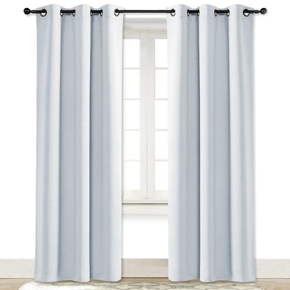NICETOWN Cloud Grey Window Curtain and Drape Easy Care Solid Thermal Insulated Grommet Room Darkening Drapery for Kids Room 1 Panel 42 by 84