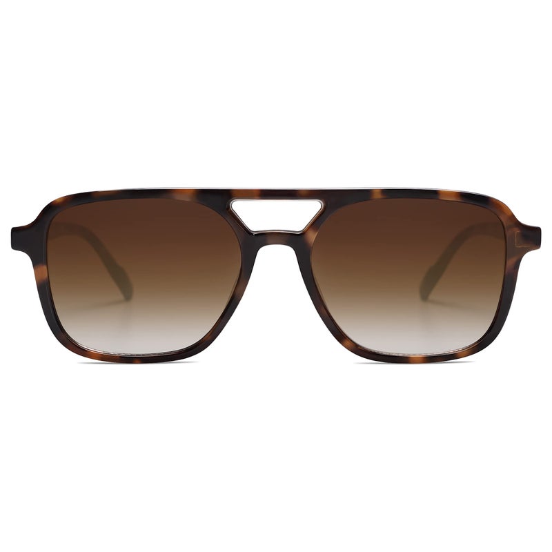 SOJOS Retro Aviator Sunglasses for Women Men,Trendy Rectangle Womens Mens Shades Sun Glasses SJ2202 Tortoise Frame Brown Grading Lens - Image 3