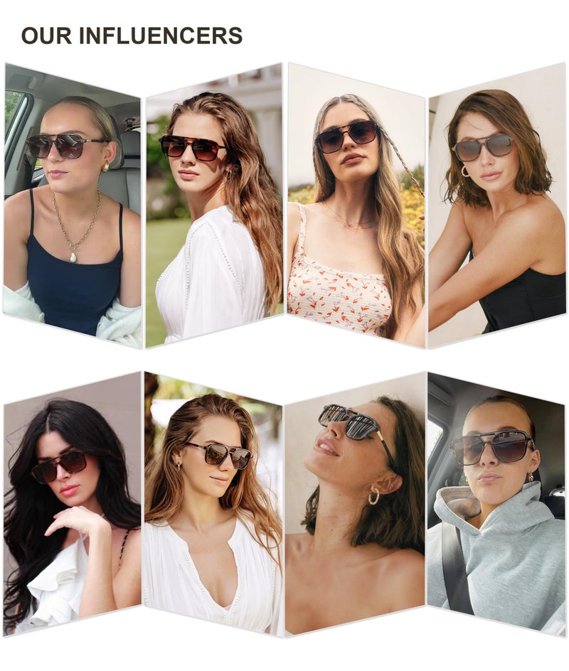 SOJOS Retro Aviator Sunglasses for Women Men,Trendy Rectangle Womens Mens Shades Sun Glasses SJ2202 Tortoise Frame Brown Grading Lens - Image 2