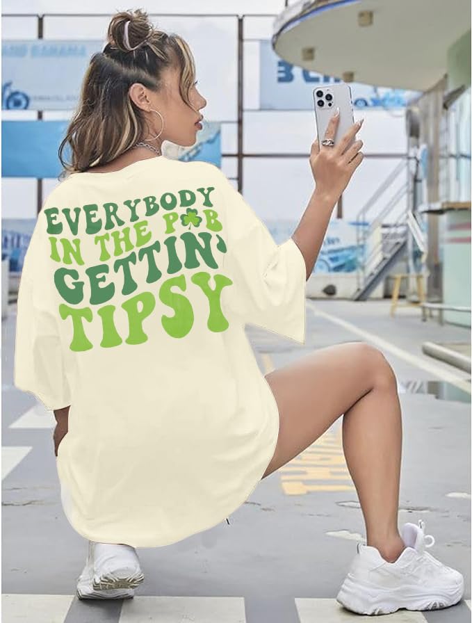 MYHALF St Patrick Day Shirts Women Irish St Patrick T Shirt Lucky Shamrock Graphic Tees Casual Short Sleeve Oversized Tops - Image 2