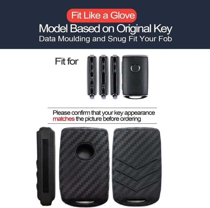 INFIPAR 2pcs Compatible with Mazda 3 6 3 Sport CX-3 CX-5 CX-9 CX-30 CX-50 CX-90 MX-5 Miata MX-30 EV Carbon Fiber Looks Black Key Fob Cover Case Key Chain Protector Keyless Remote Holder - Image 2