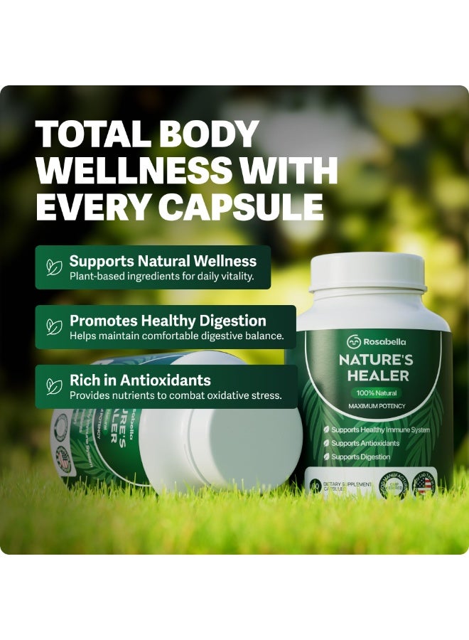 Rosabella Natural Healer – Organic Plant-Based Superfood Supplement, Digestive & Immune Support, 60 Vegan Capsules - Image 2