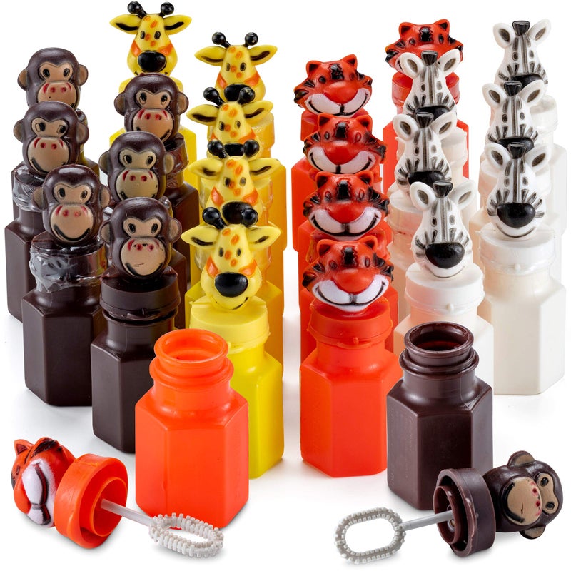 Bedwina Bulk Safari Animal Bubbles for Kids Pack of 24 Mini Safari Bubble Bottles with Wands and Assorted Jungle Zoo Characters Baby Showers Themed Birthday Party Favors Goody Bag Toys for Kids - Image 2