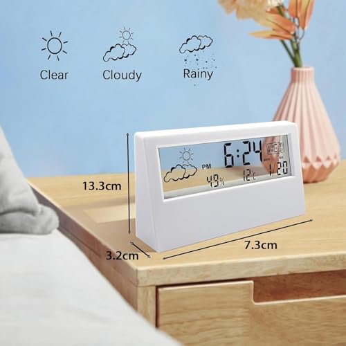 Kadio Desk Clock, Digital Alarm Clock with Transparent Modern Design, Temperature, Humidity, Snooze, Aesthetic Home Decor, Office Decor, Battery Operated Table Clock for Bedroom, Office Shelf Etc - Image 2