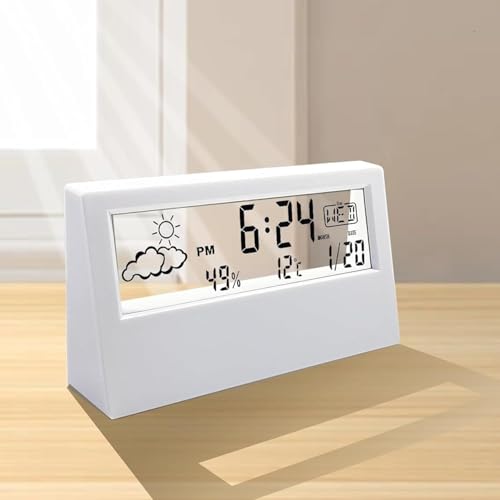 Kadio Desk Clock, Digital Alarm Clock with Transparent Modern Design, Temperature, Humidity, Snooze, Aesthetic Home Decor, Office Decor, Battery Operated Table Clock for Bedroom, Office Shelf Etc - Image 1