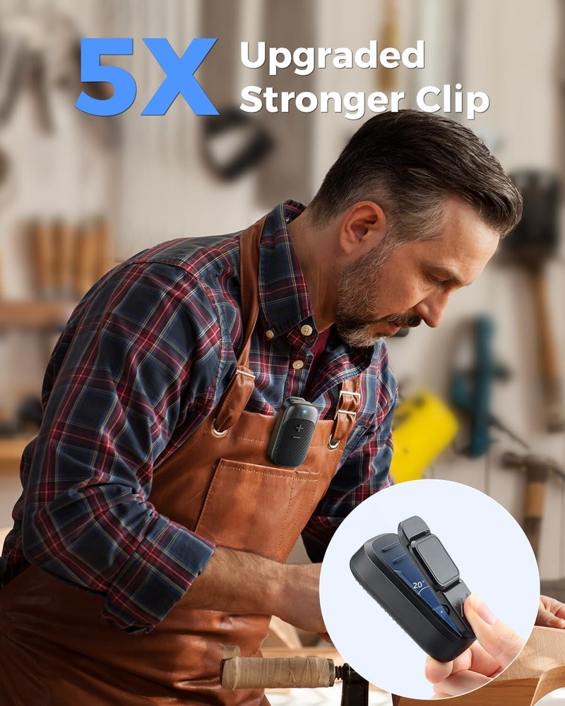 Azonee Wearable Bluetooth Speaker, Clip-On Wireless Portable Speakers with Mic for Hands-Free Calls, Up to 18 Hours Battery Life, IPX5 Waterproof for Working, Biking Hiking Running, 18H Long Playtime - Image 2