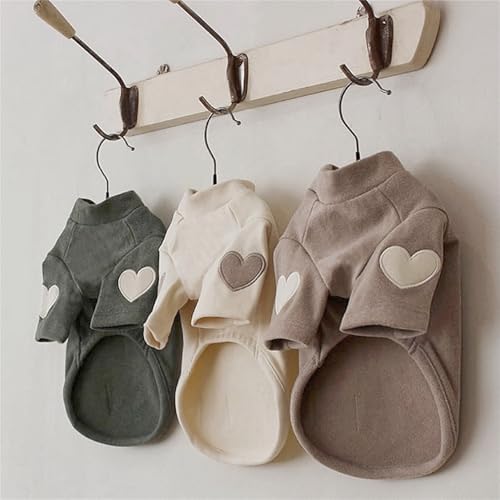 Yaopelky Dog Sweatshirt for Small Medium Dogs Warm Pet T Shirt Dog Clothes with Heart Print Cat Puppy Outfit Doggie Sweatshirts for Teddy,Chihuahua Schnauzer (Beige, Medium) - Image 5