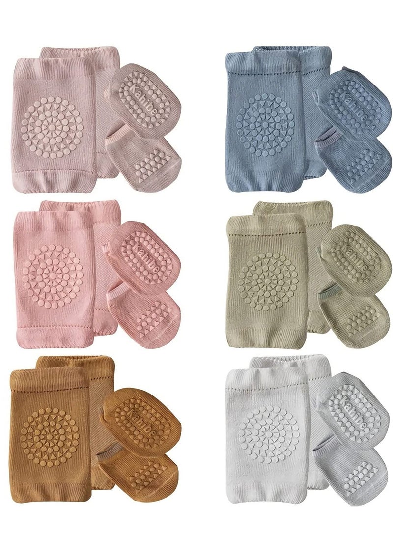 Y&D Baby Knee Pads, Anti-slip Foot Socks, Anti-Slip Crawling Adjustable Elastic Protectors Leg Warmers Elbow Pads with Eco-friendly Rubber for Toddler Infants Kids, 0-24 Months - Image 1