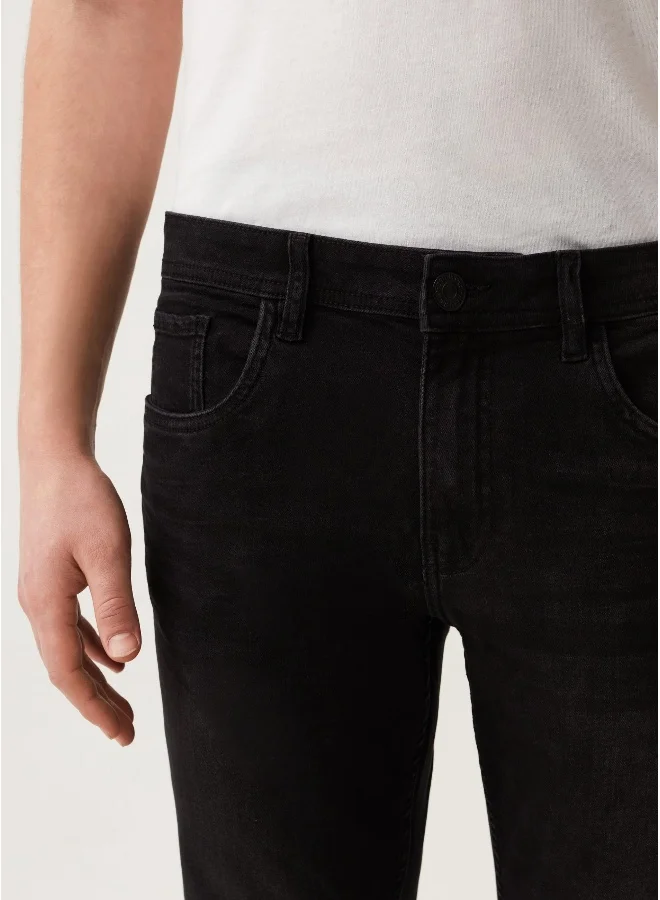 او في اس OVS Mens Skinny Jeans - Black