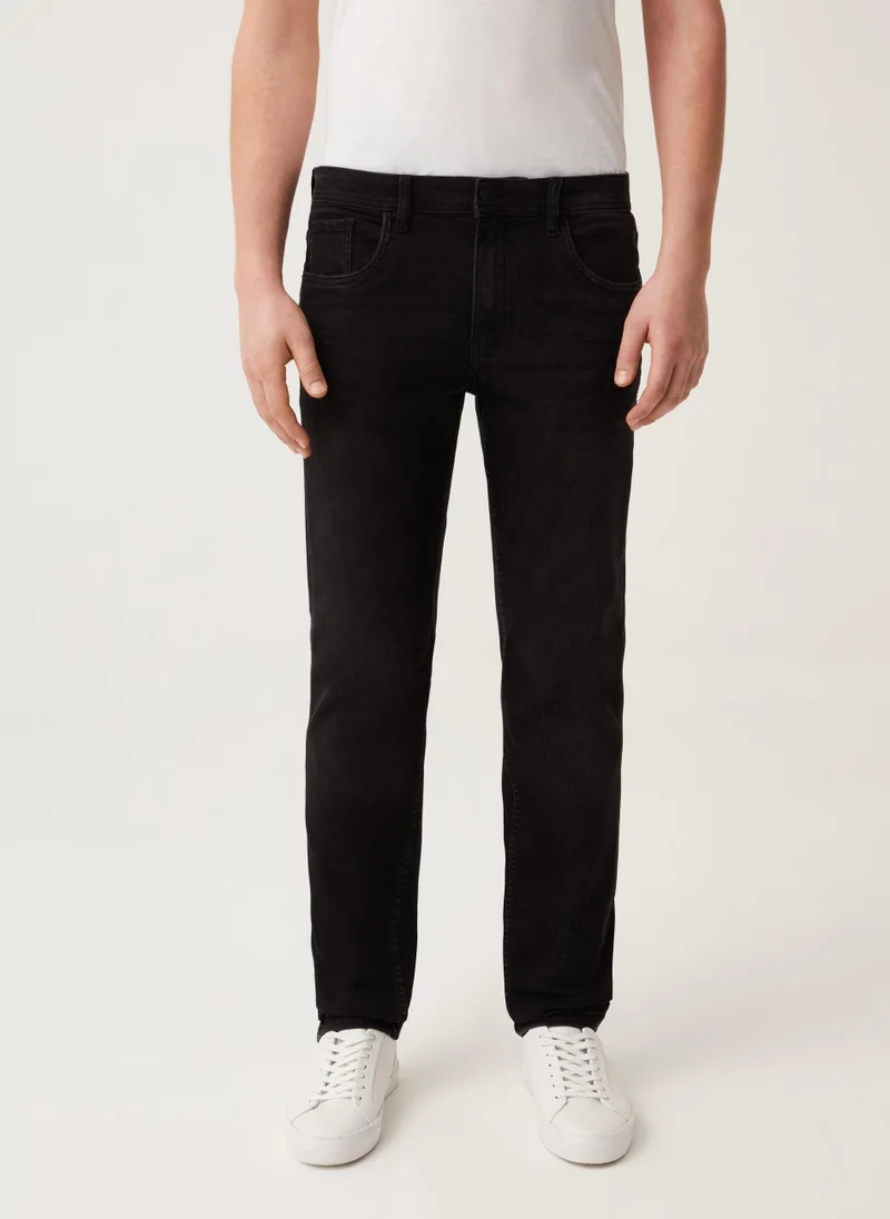 او في اس OVS Mens Skinny Jeans - Black