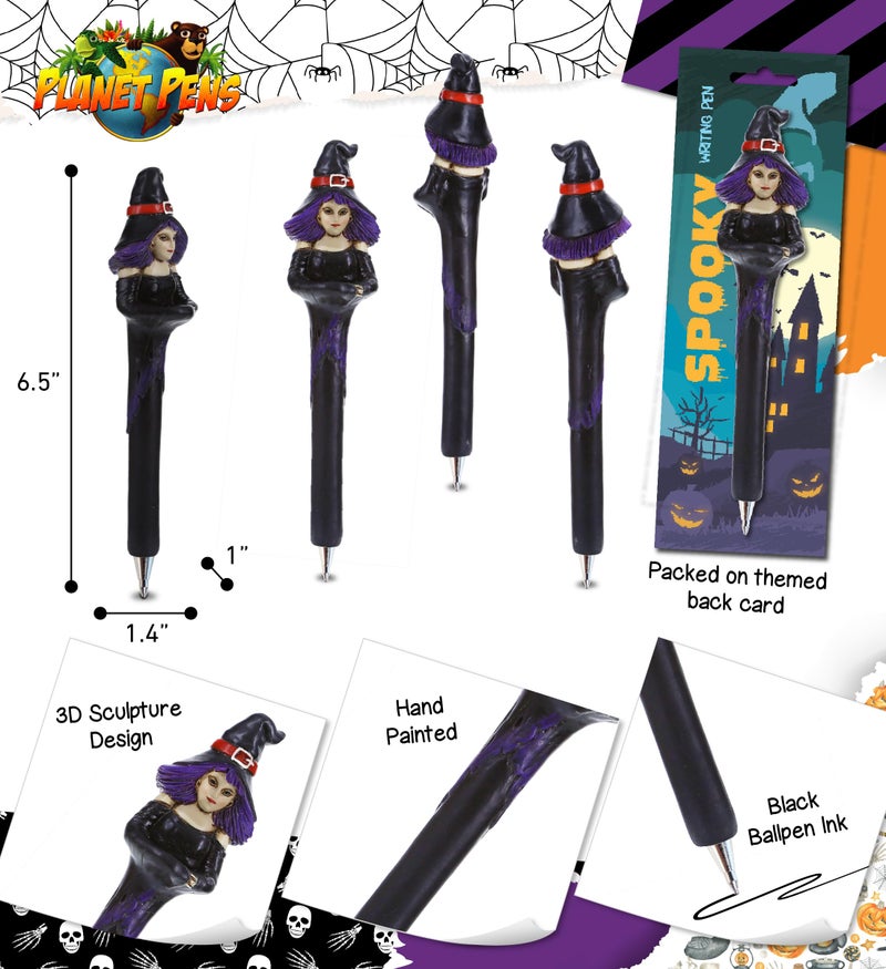 Planet Pens Spooky Witch Novelty Pen - Fun and Unique Kids and Adults Ballpoint Pen, Colorful Purple Witch Writing Pen Instrument For School & Office Desk Decor - Image 3