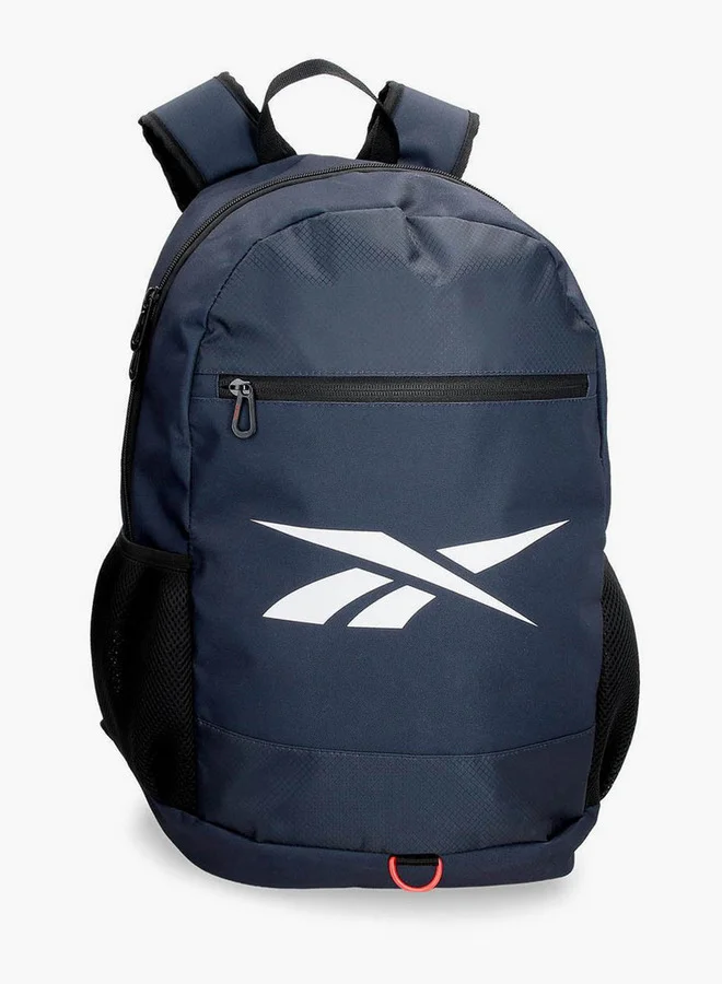 ريبوك Logo Print School Backpack with Adjustable Straps and Zip Closure - 38x19x43 cm