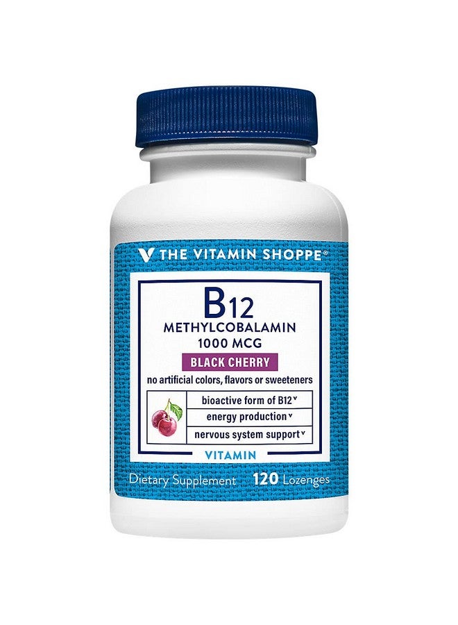 The Vitamin Shoppe Vitamin B12 Methylcobalamin 1,000mcg - Highly Bioavailable Form of B12 to Support Energy Production - Black Cherry Flavored (120 Lozenges) - Image 1