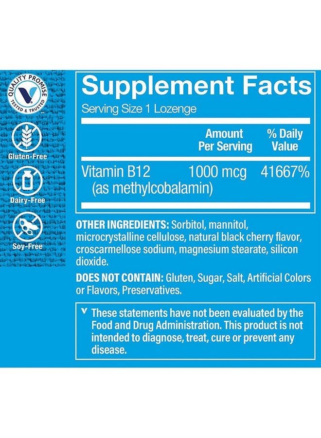 The Vitamin Shoppe Vitamin B12 Methylcobalamin 1,000mcg - Highly Bioavailable Form of B12 to Support Energy Production - Black Cherry Flavored (120 Lozenges) - Image 3