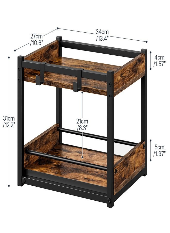 HOOBRO Kitchen Countertop Organizer, Corner Shelf Organizer, 2-Tier Spice Rack with Pull-Out Shelf and Hooks, for Kitchen, Office, Study, Bedroom, Living Room, Rustic Brown and Black BF08TL01 - Image 5