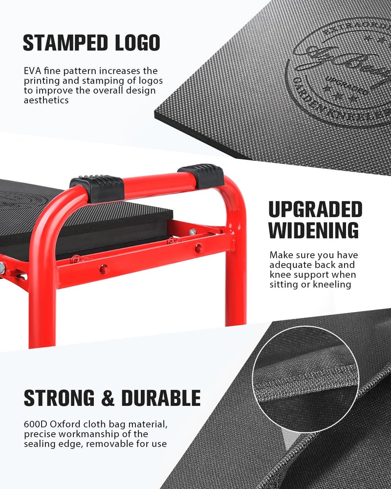 AZBESTPRO Garden Kneeler and Seat Heavy Duty,Upgraded Foldable Gardening Stool Widened to 10" Stable Wear-Resistant Prevent Knee and Back Pain, Bench High-End 2 Large Tool Bags Gift for Women - Image 5