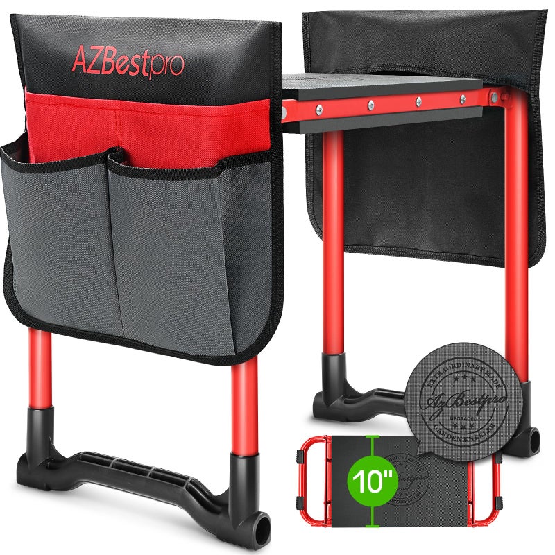 AZBESTPRO Garden Kneeler and Seat Heavy Duty,Upgraded Foldable Gardening Stool Widened to 10" Stable Wear-Resistant Prevent Knee and Back Pain, Bench High-End 2 Large Tool Bags Gift for Women - Image 1