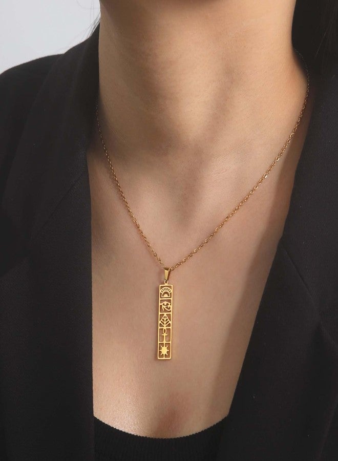 EUEAVAN Cartouche Pendant Necklace for Women - Eye of Horus/Ankh Cross, Personalized Name Hieroglyph Ancient Egyptian Amulet Jewelry Gift (Gold 2) - Image 2