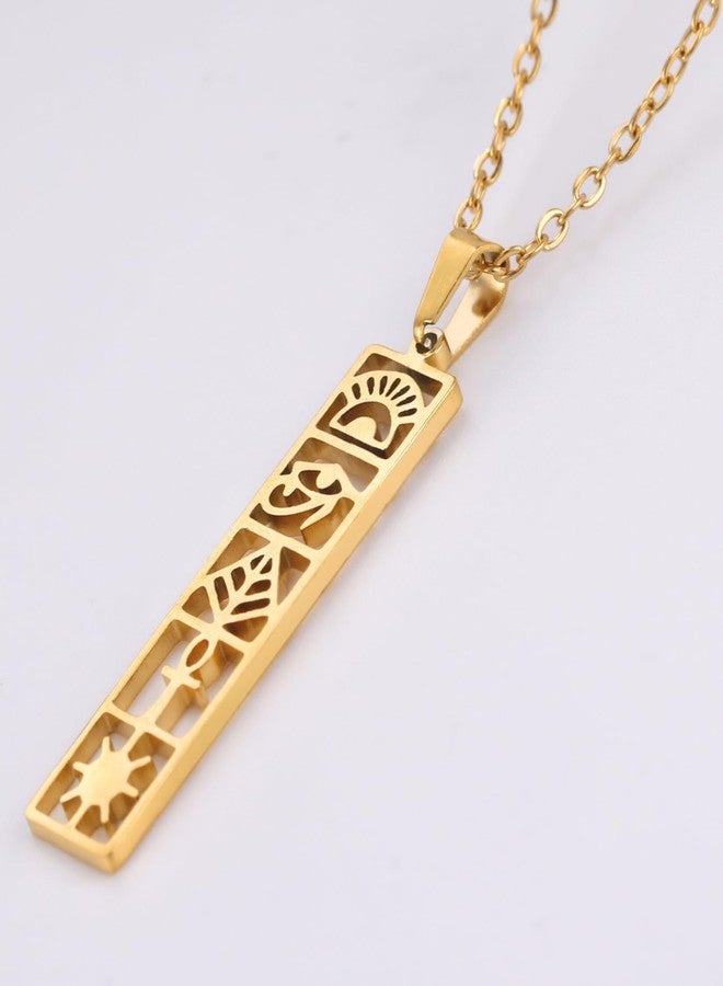 EUEAVAN Cartouche Pendant Necklace for Women - Eye of Horus/Ankh Cross, Personalized Name Hieroglyph Ancient Egyptian Amulet Jewelry Gift (Gold 2) - Image 5