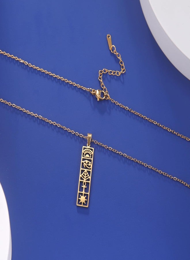 EUEAVAN Cartouche Pendant Necklace for Women - Eye of Horus/Ankh Cross, Personalized Name Hieroglyph Ancient Egyptian Amulet Jewelry Gift (Gold 2) - Image 4