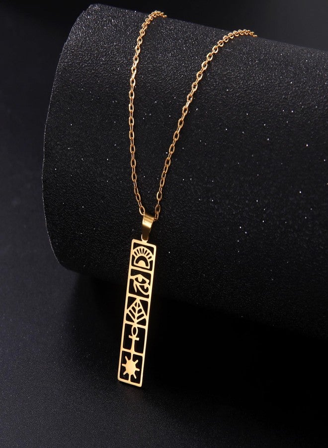 EUEAVAN Cartouche Pendant Necklace for Women - Eye of Horus/Ankh Cross, Personalized Name Hieroglyph Ancient Egyptian Amulet Jewelry Gift (Gold 2) - Image 3