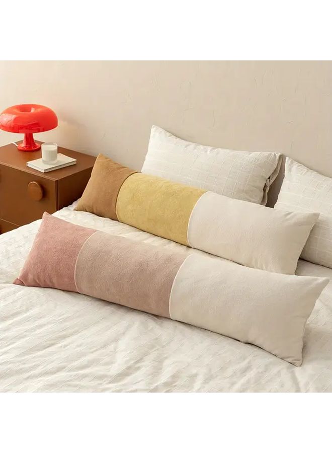 Zip Up Velvet Pillow Cover 35x14 Inch Rice Coffee Decorative Cushion - Image 4