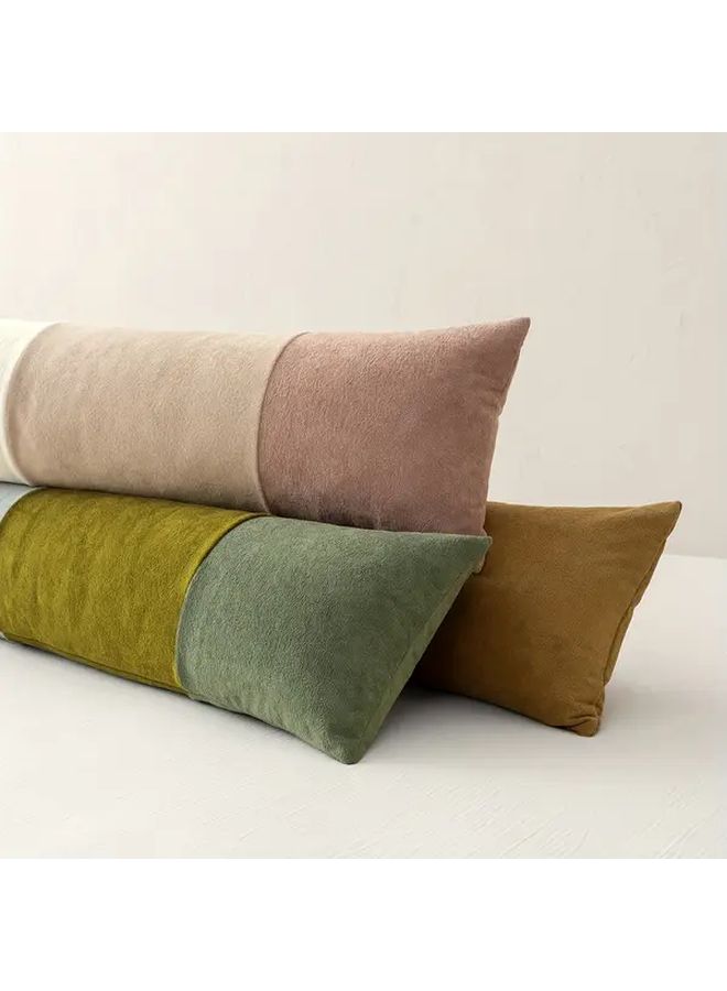 Zip Up Velvet Pillow Cover 35x14 Inch Rice Coffee Decorative Cushion - Image 2