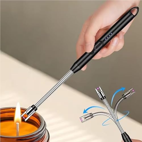 Lwvax Electric Gas Lighter for Kitchen Rechargeable Candle Lighter Plasma Flameless Windproof USB Lighter 360° Flexible Neck Arc Lighter (Multicolor) - Image 1