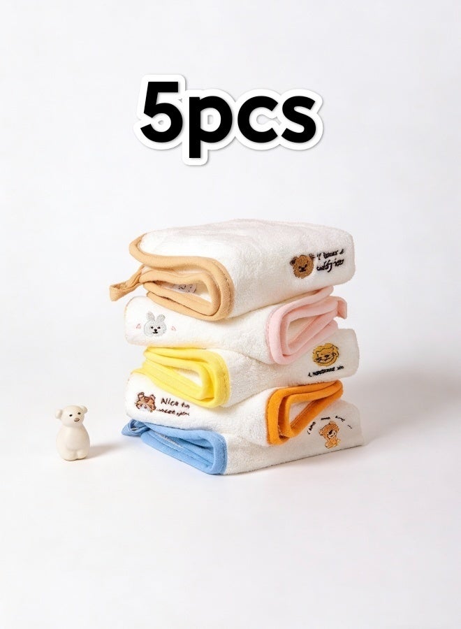 5 Pack Ultra Soft Baby Washcloths 25.4x25.4cm Hypoallergenic Fast Drying Highly Absorbent Non Shedding Face Towels Burp Cloths Bath Towels for Infants Newborns - Image 1
