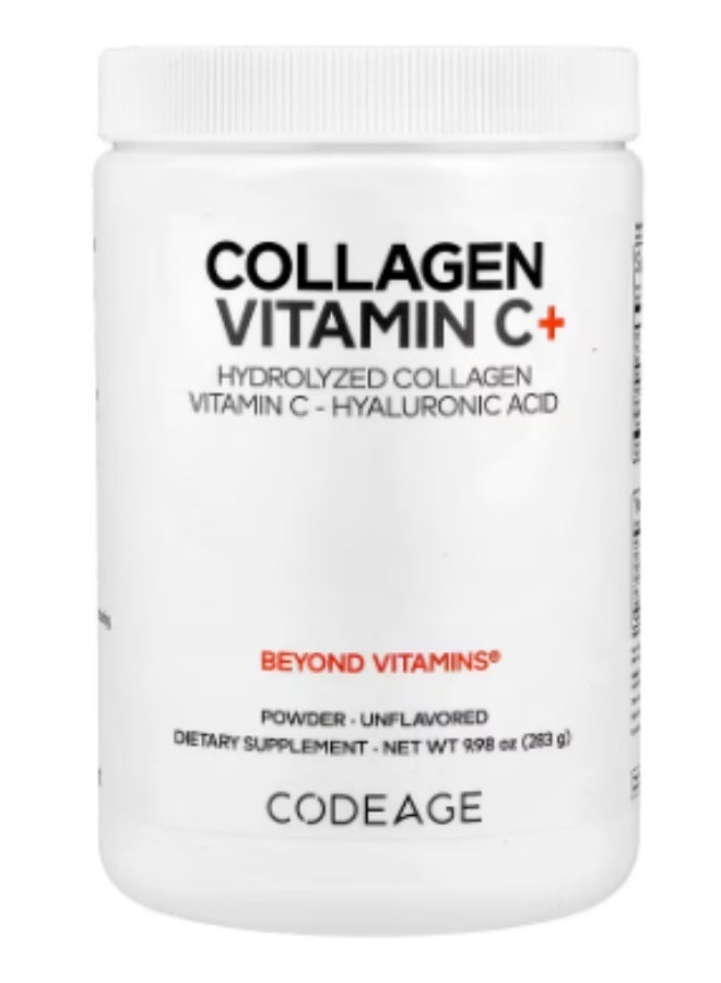 Codeage Collagen Peptides Powder + Vitamin C, Digestive Enzymes, Hyaluronic Acid, Amino Acids - Hydrolyzed Protein Collagen Type I & III Grass Fed Collagen - Non-GMO, Gluten-Free, Unflavored - 9.98 oz - Image 1