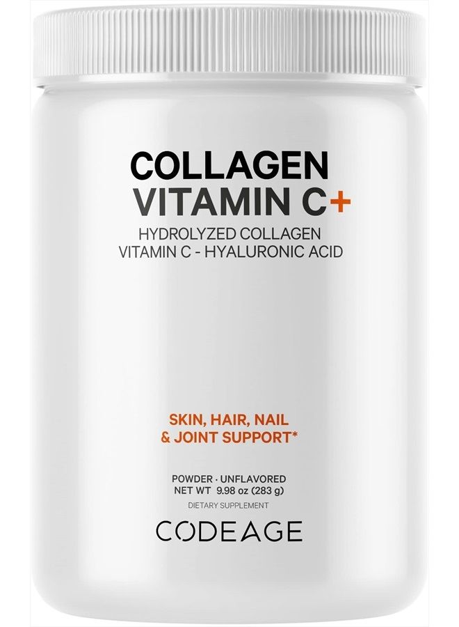 Codeage Collagen Peptides Powder + Vitamin C, Digestive Enzymes, Hyaluronic Acid, Amino Acids - Hydrolyzed Protein Collagen Type I & III Grass Fed Collagen - Non-GMO, Gluten-Free, Unflavored - 9.98 oz - Image 4