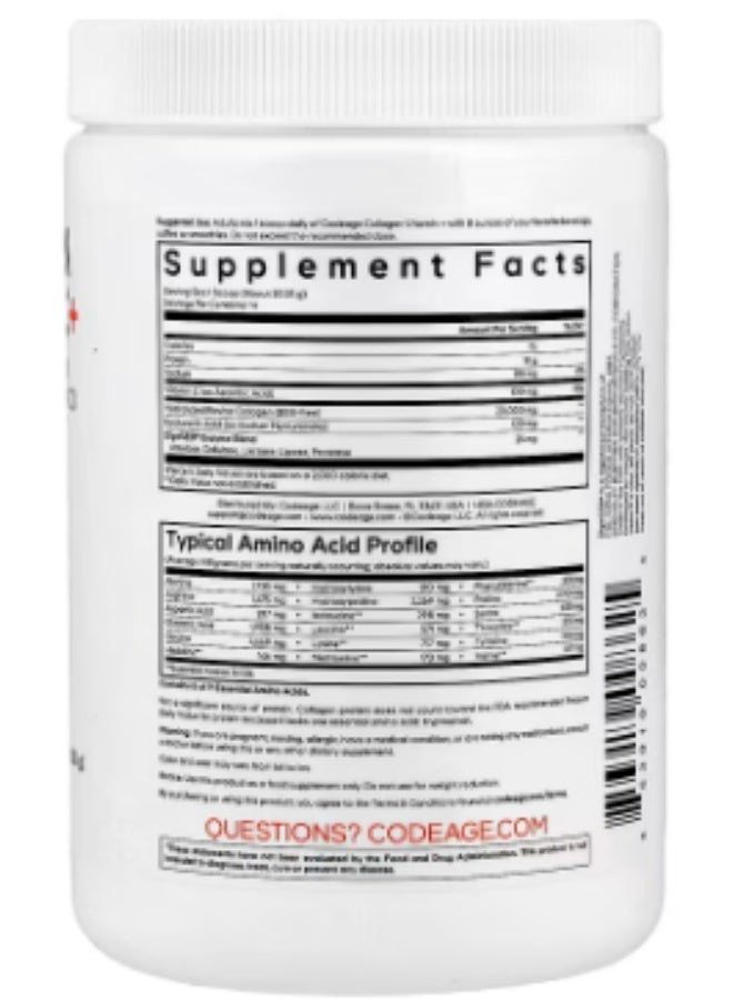 Codeage Collagen Peptides Powder + Vitamin C, Digestive Enzymes, Hyaluronic Acid, Amino Acids - Hydrolyzed Protein Collagen Type I & III Grass Fed Collagen - Non-GMO, Gluten-Free, Unflavored - 9.98 oz - Image 3