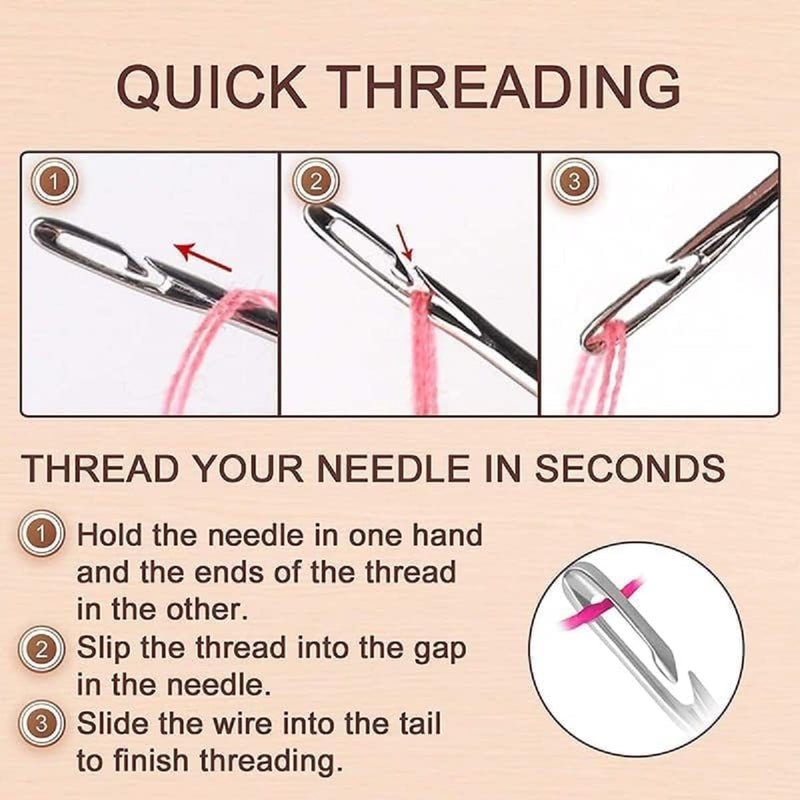 AKRIZA AKRIZA 30pcs Self Threding Needles for Hand Sewing 6 Sizes Needles with Wooden Case Time Saving Embroidery and Stitching Needles Quick Threading Needles for Quilting Coat Pants Backpacks - Image 3